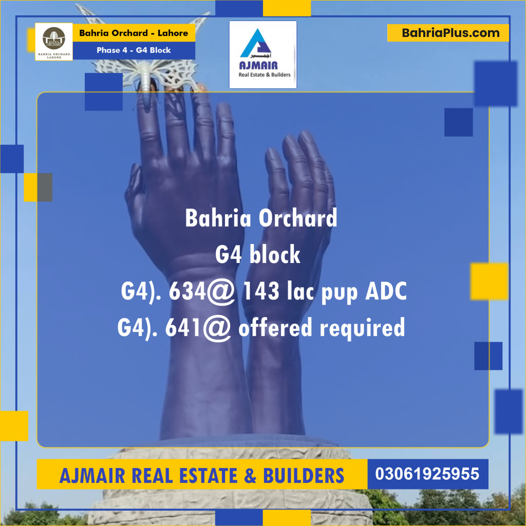Residential Plot for Sale in Phase 4 - G4 Block - Bahria Orchard, Lahore - (BP-203957)