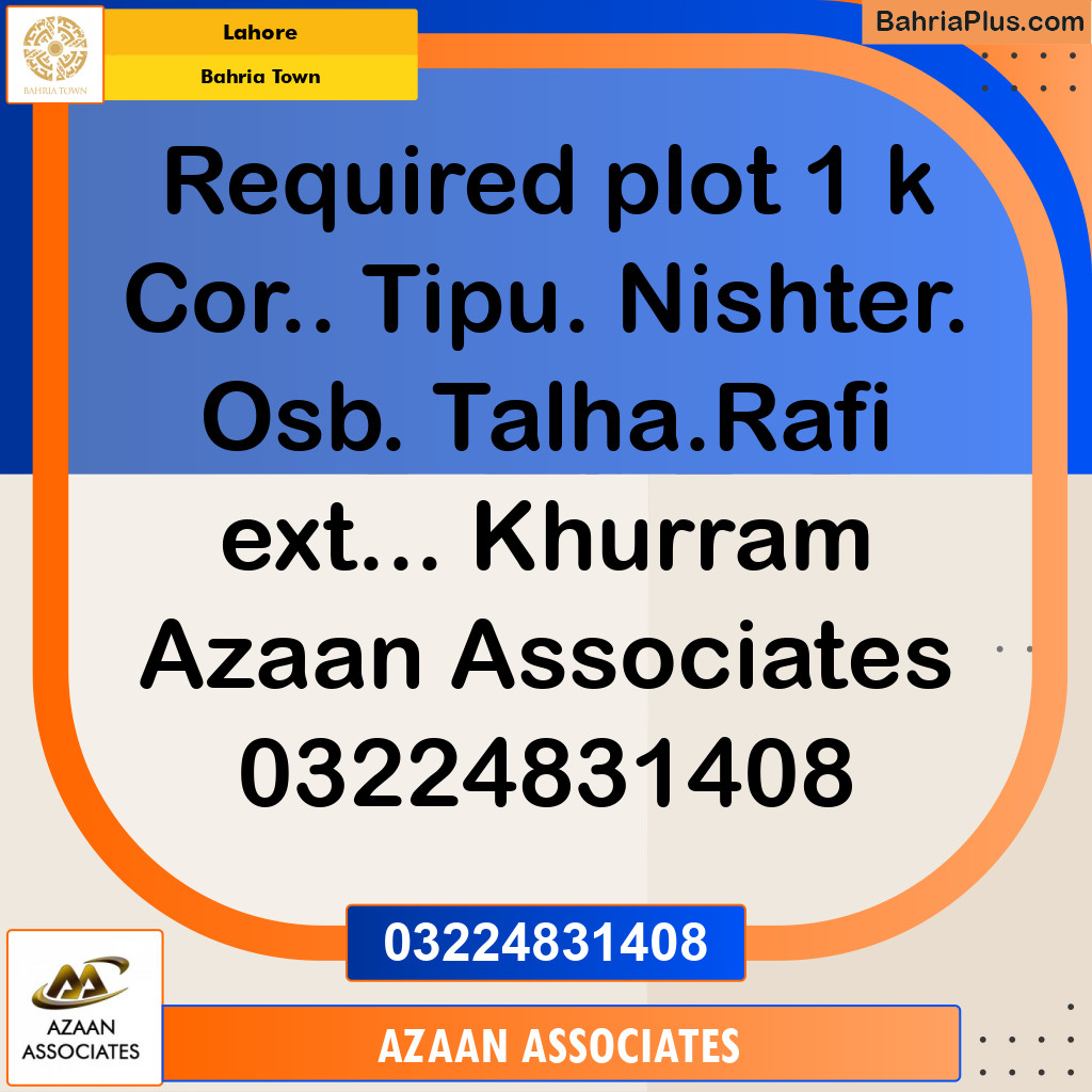 Residential Plot for Sale in Bahria Town, Lahore - (BP-203973)