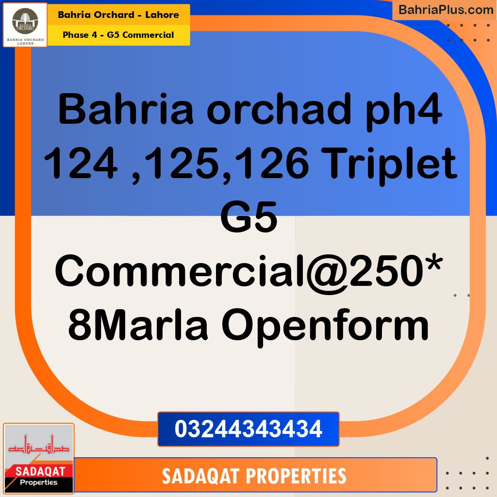8 Marla Commercial Plot for Sale in Phase 4 - G5 Commercial -  Bahria Orchard, Lahore - (BP-203996)