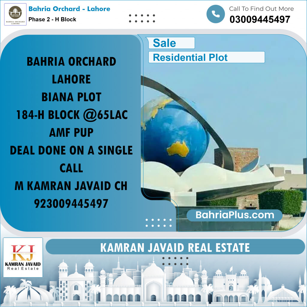 8 Marla Residential Plot for Sale in Phase 2 - H Block -  Bahria Orchard, Lahore - (BP-204016)