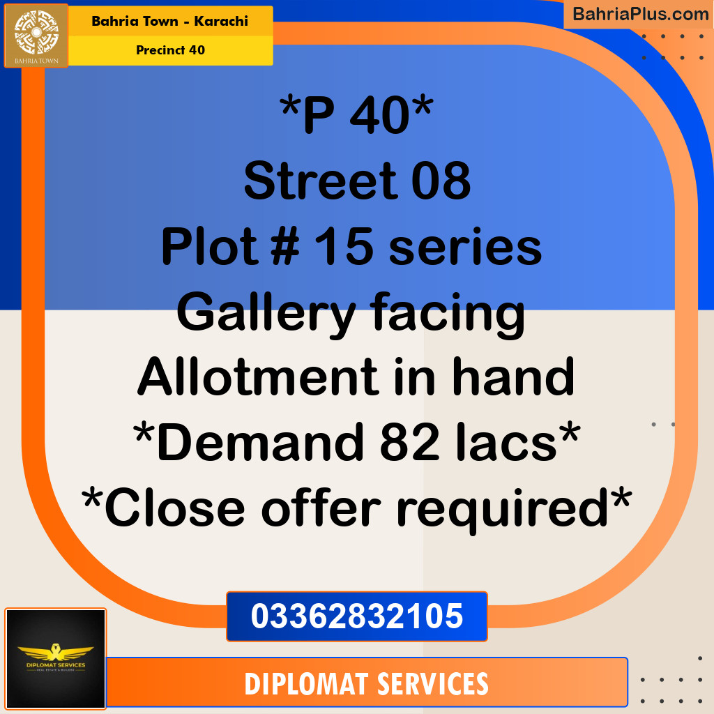 250 Sq. Yards Residential Plot for Sale in Precinct 40 -  Bahria Town, Karachi - (BP-204070)