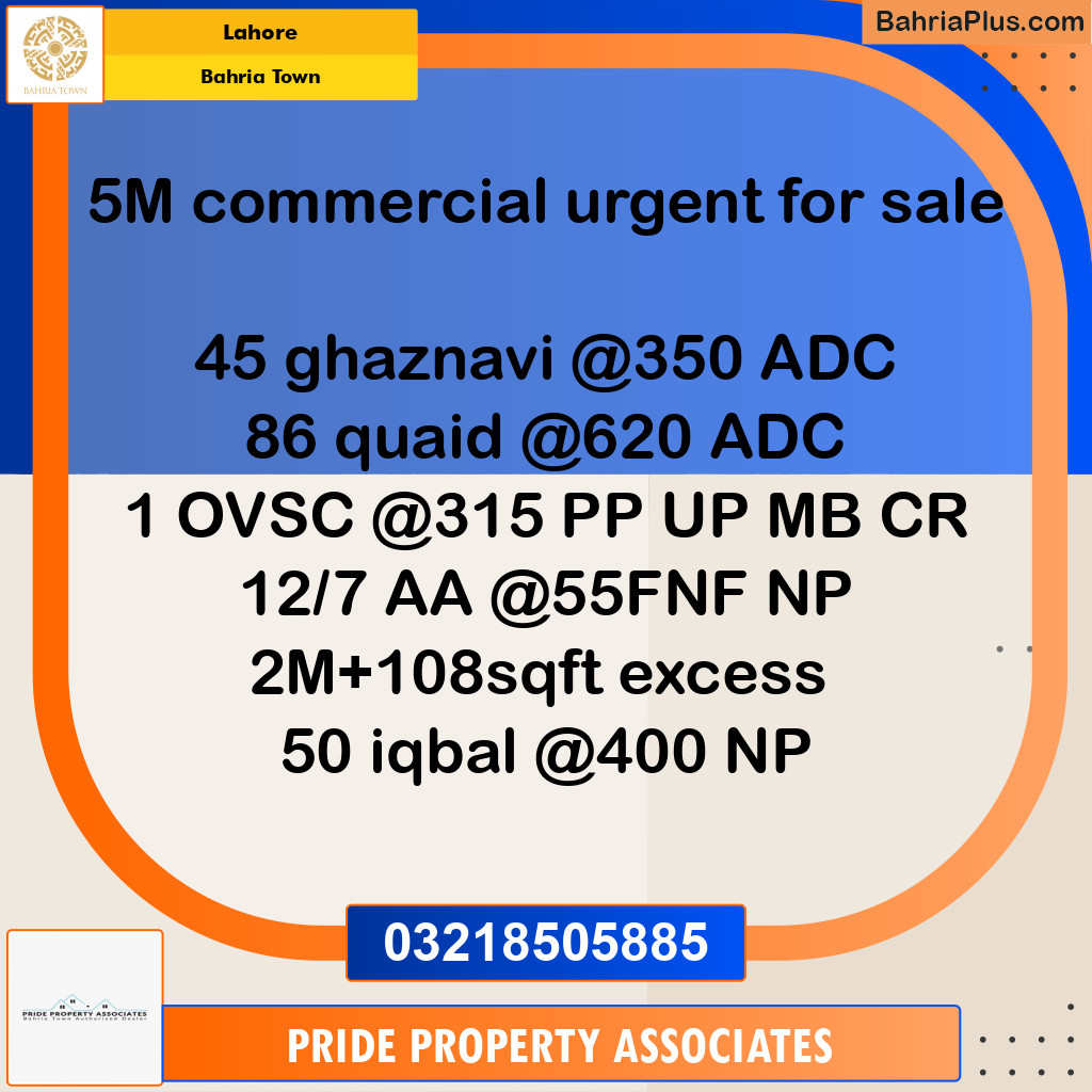 Commercial Plot for Sale in Bahria Town, Lahore - (BP-204099)