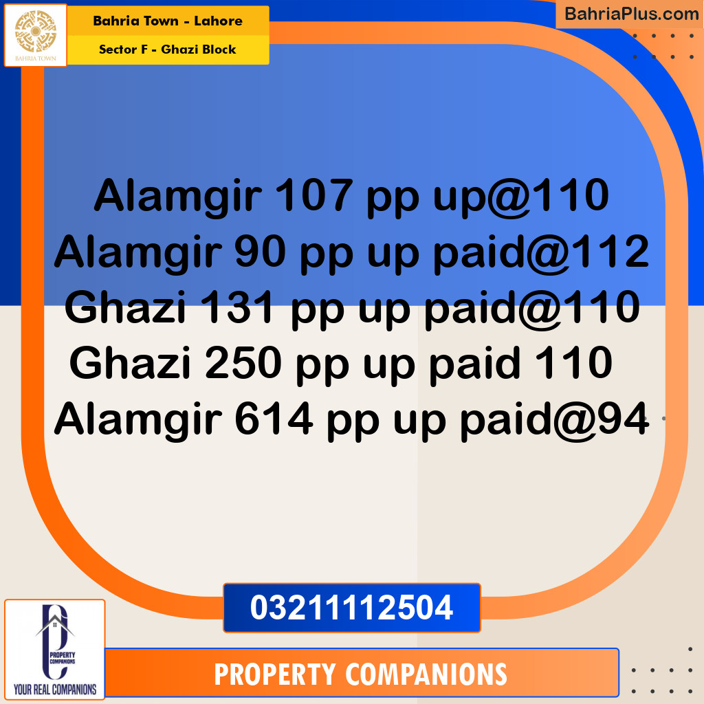 Residential Plot for Sale in Sector F - Ghazi Block -  Bahria Town, Lahore - (BP-204113)