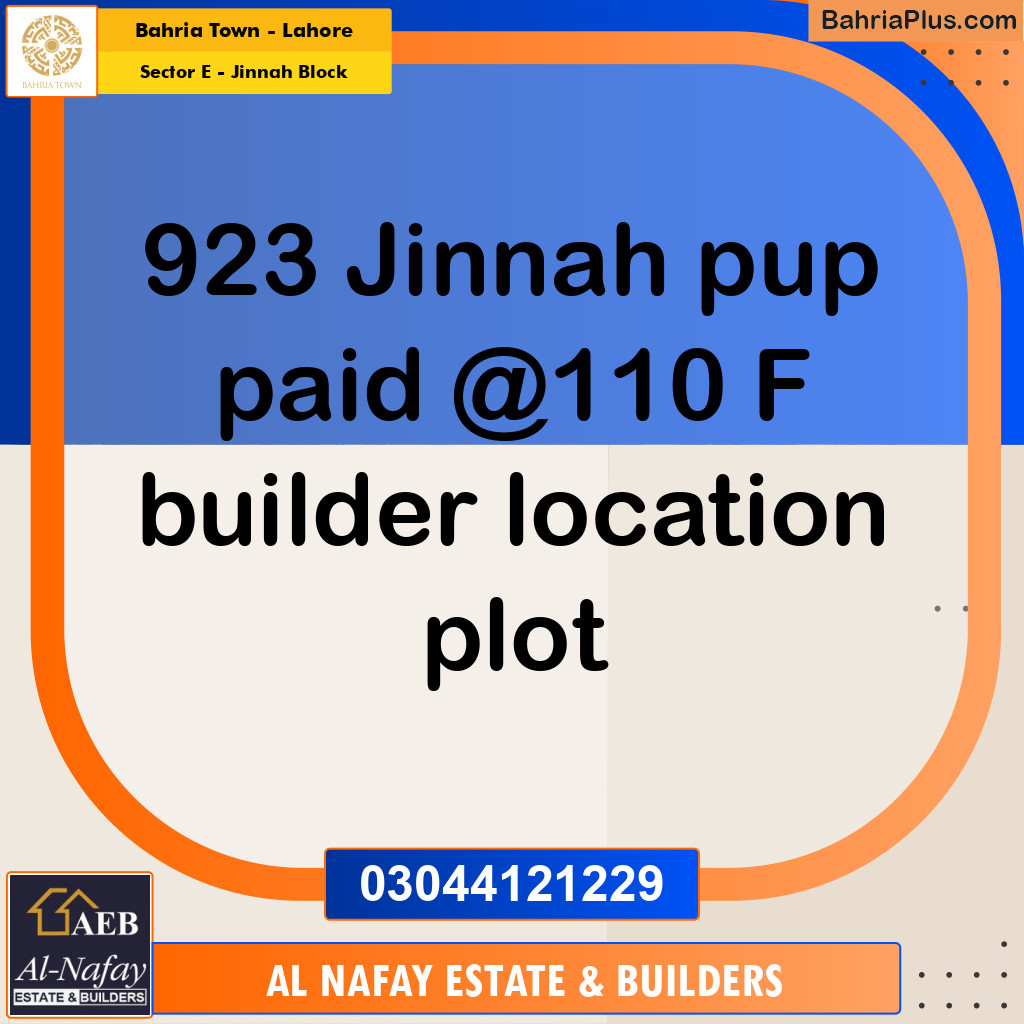Residential Plot for Sale in Sector E - Jinnah Block -  Bahria Town, Lahore - (BP-204163)