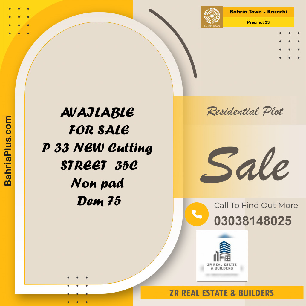 500 Sq. Yards Residential Plot for Sale in Precinct 33 -  Bahria Town, Karachi - (BP-204165)