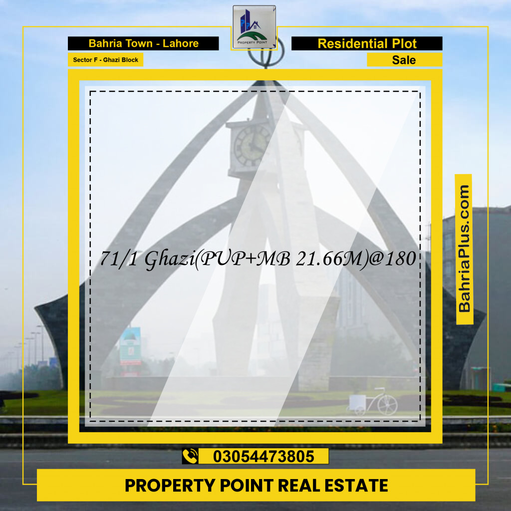 21.66 Marla Residential Plot for Sale in Sector F - Ghazi Block -  Bahria Town, Lahore - (BP-204167)