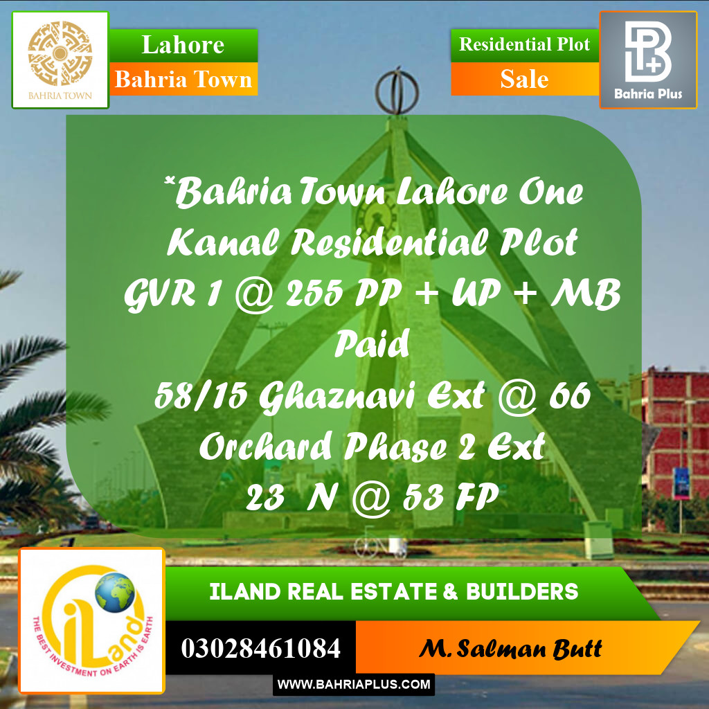 Residential Plot for Sale in Bahria Town, Lahore - (BP-204171)