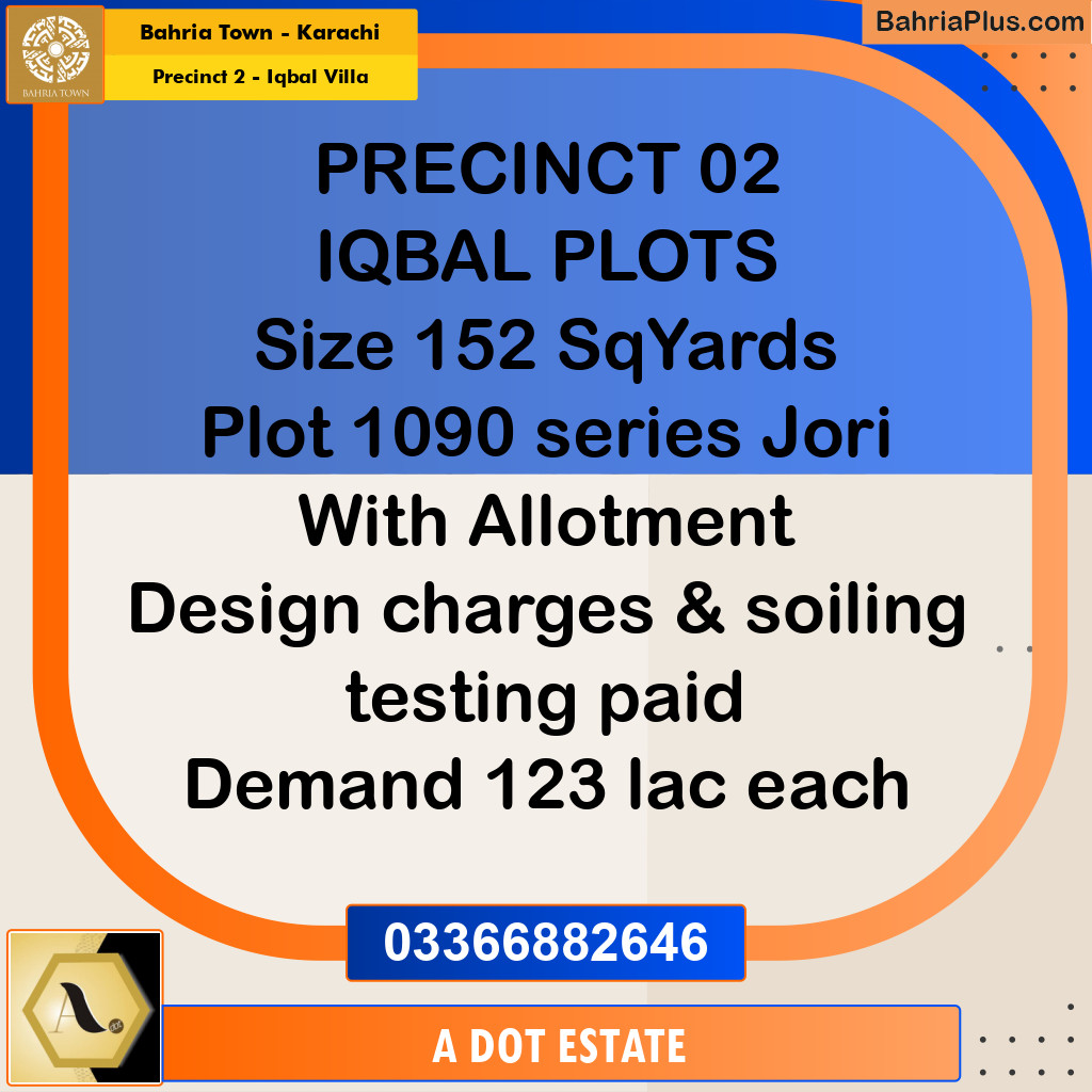 152 Sq. Yards Residential Plot for Sale in Precinct 2 - Iqbal Villa -  Bahria Town, Karachi - (BP-204228)