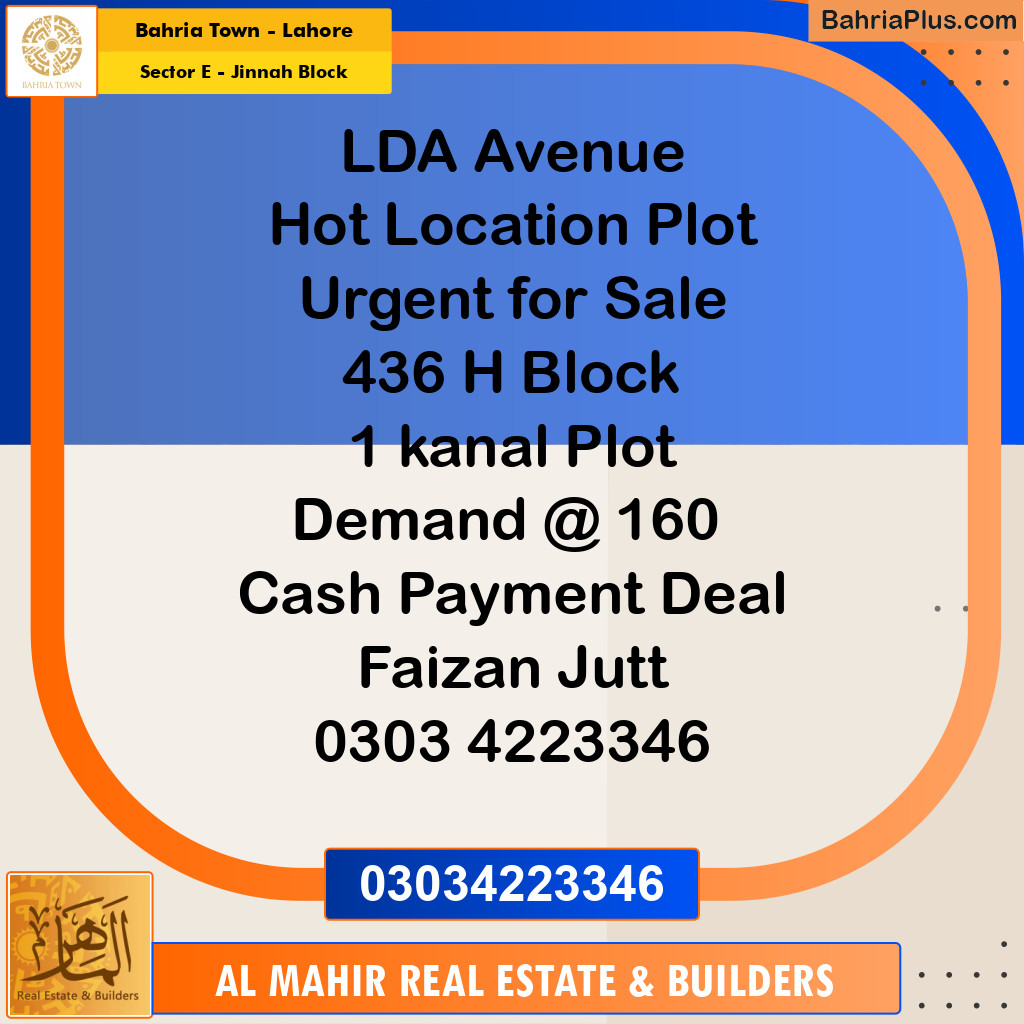 Residential Plot for Sale in Sector E - Jinnah Block -  Bahria Town, Lahore - (BP-204239)
