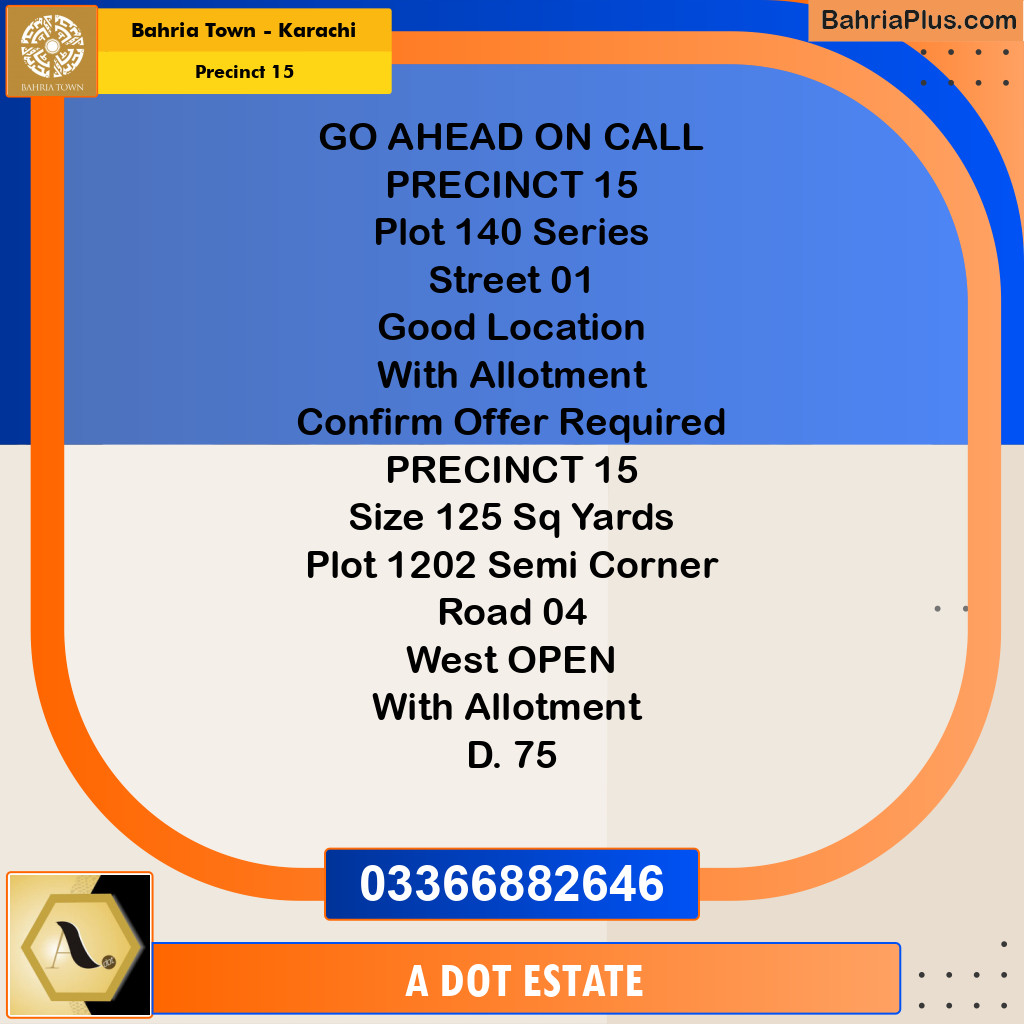 125 Sq. Yards Residential Plot for Sale in Precinct 15 -  Bahria Town, Karachi - (BP-204240)