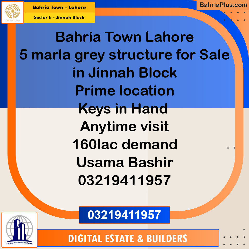 Residential Plot for Sale in Sector E - Jinnah Block -  Bahria Town, Lahore - (BP-204241)