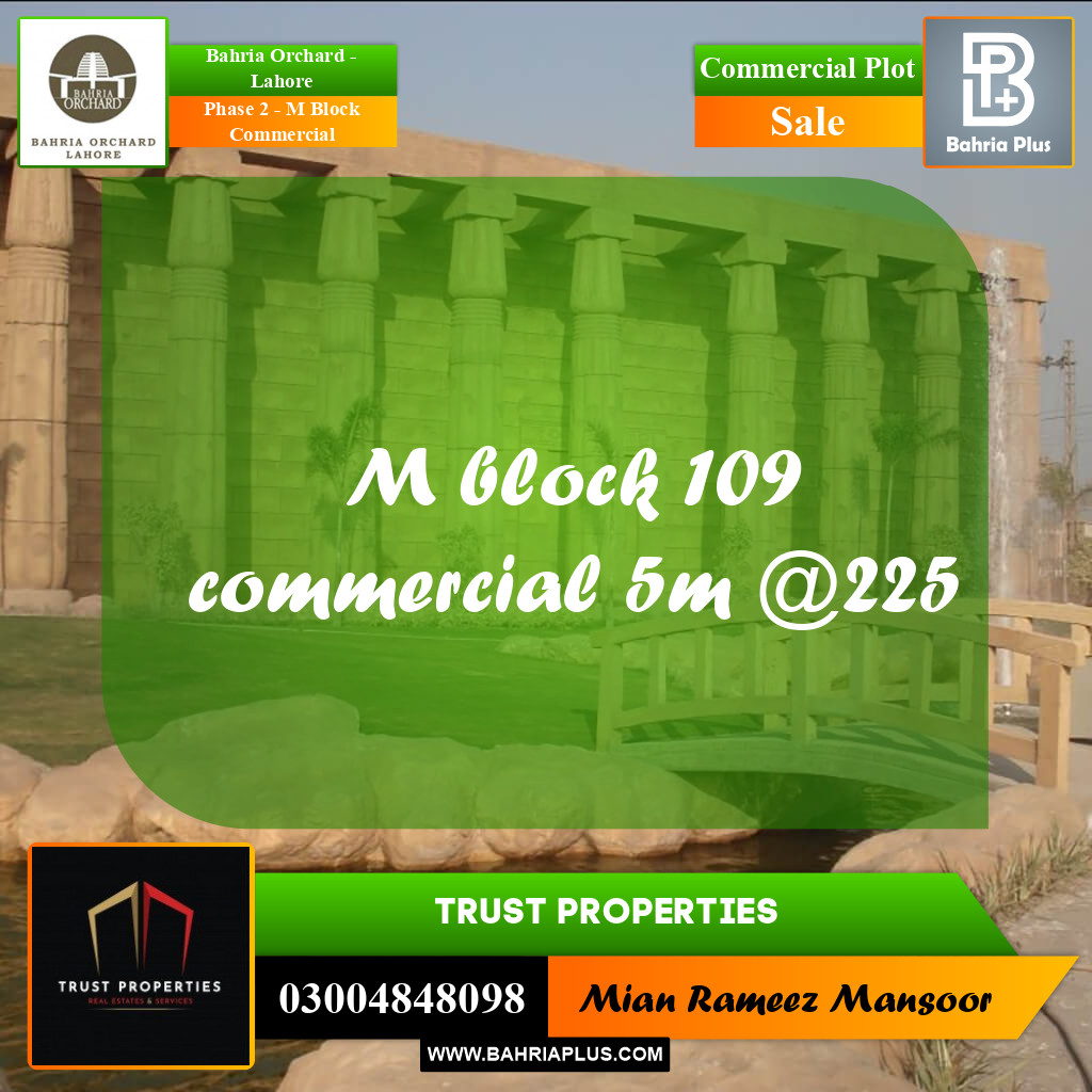 Commercial Plot for Sale in Phase 2 - M Block Commercial -  Bahria Orchard, Lahore - (BP-204283)