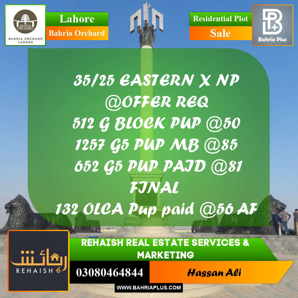 Residential Plot for Sale in Bahria Orchard, Lahore - (BP-204285)