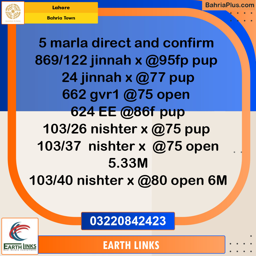 Residential Plot for Sale in Bahria Town, Lahore - (BP-204294)