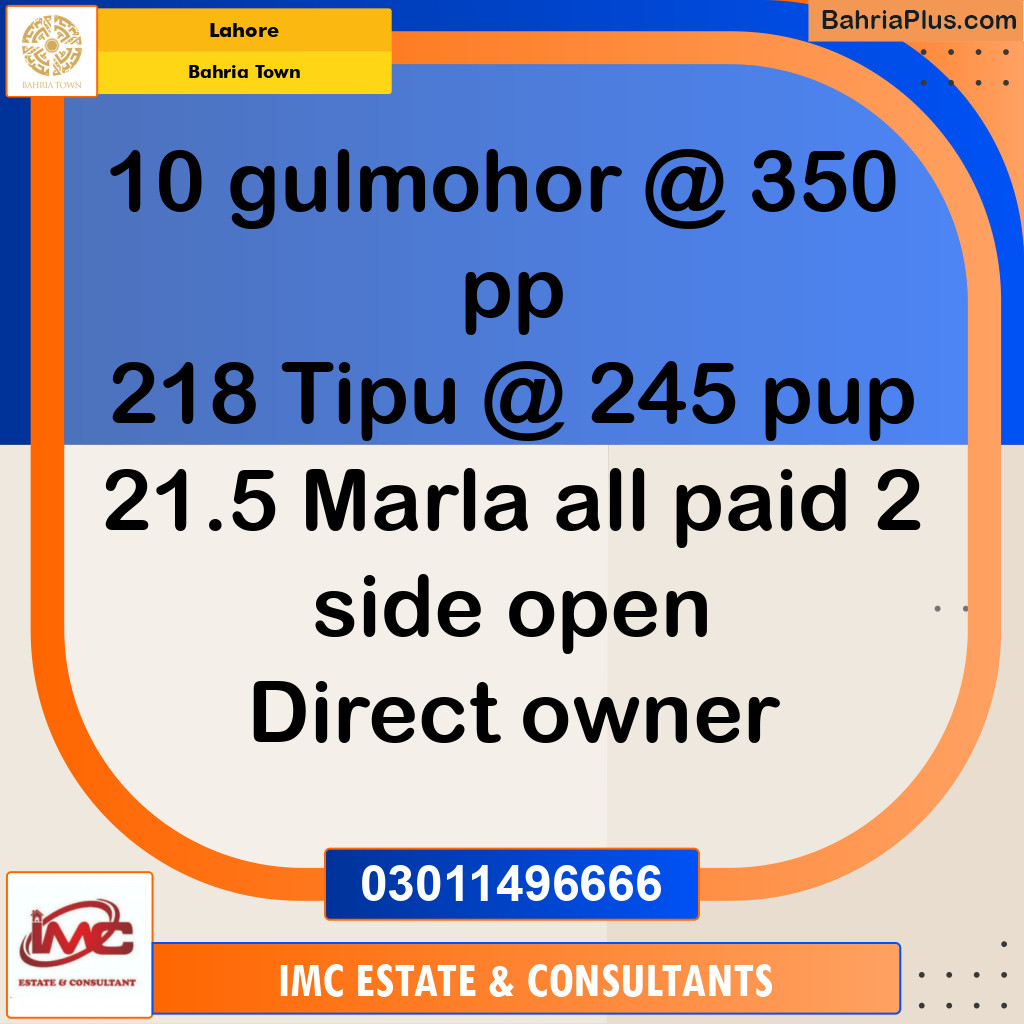 Residential Plot for Sale in Bahria Town, Lahore - (BP-204352)