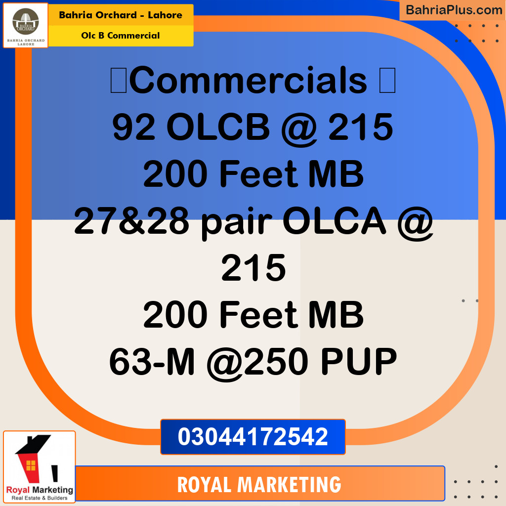Commercial Plot for Sale in OLC B Commercial -  Bahria Orchard, Lahore - (BP-204374)