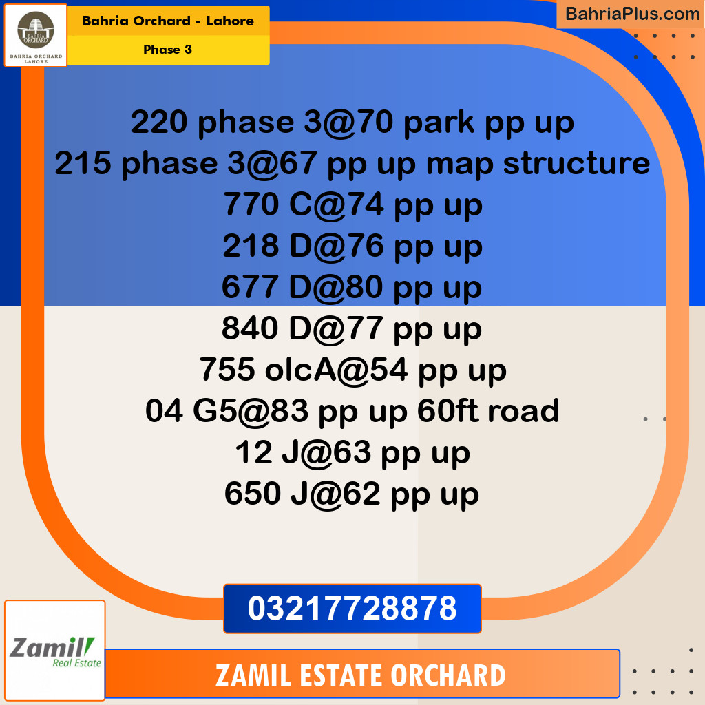 8 Marla Residential Plot for Sale in Phase 3 -  Bahria Orchard, Lahore - (BP-204382)