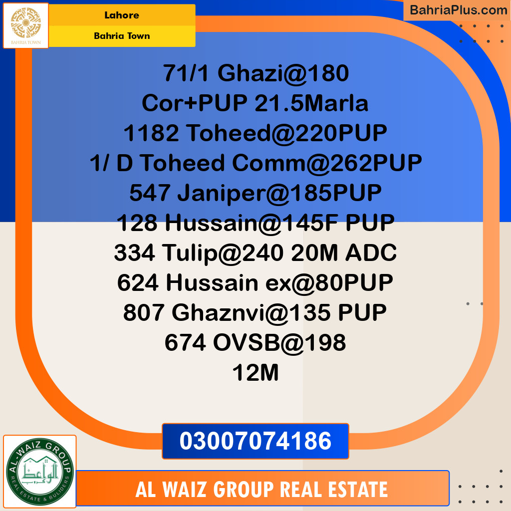 Residential Plot for Sale in Bahria Town, Lahore - (BP-204388)