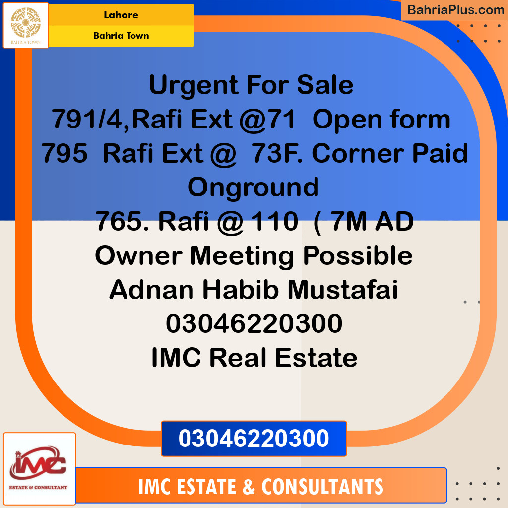 Residential Plot for Sale in Bahria Town, Lahore - (BP-204389)