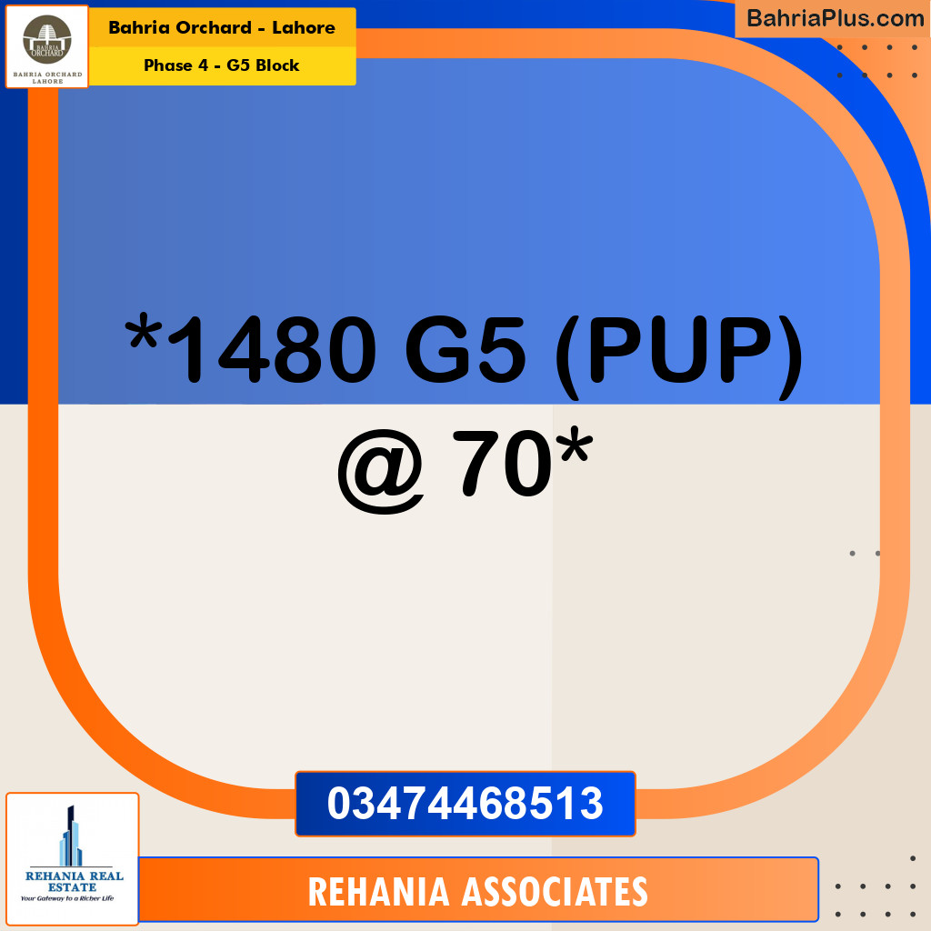 10 Marla Residential Plot for Sale in Phase 4 - G5 Block -  Bahria Orchard, Lahore - (BP-204418)