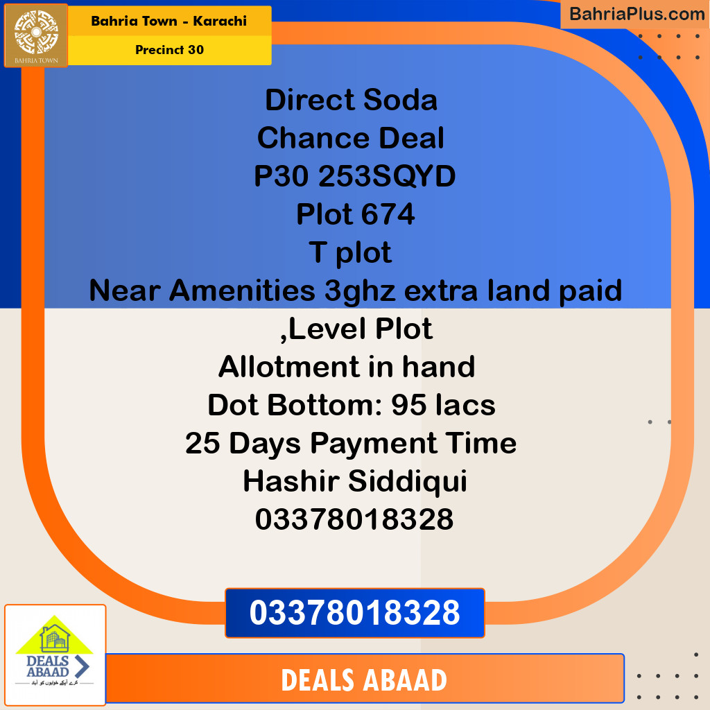 250 Sq. Yards Residential Plot for Sale in Precinct 30 -  Bahria Town, Karachi - (BP-204437)