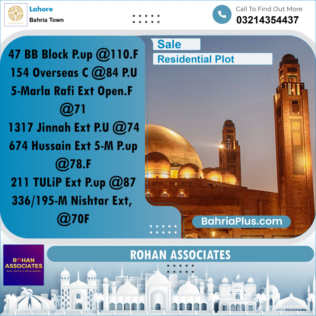Residential Plot for Sale in Bahria Town, Lahore - (BP-204441)