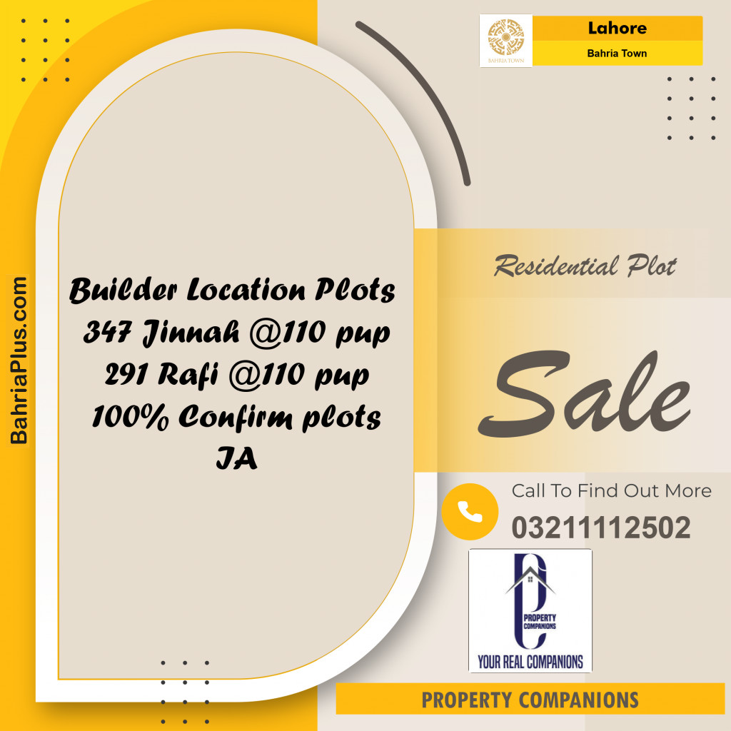 Residential Plot for Sale in Bahria Town, Lahore - (BP-204453)