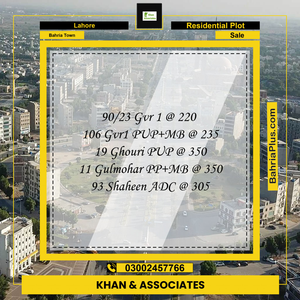 Residential Plot for Sale in Bahria Town, Lahore - (BP-204467)