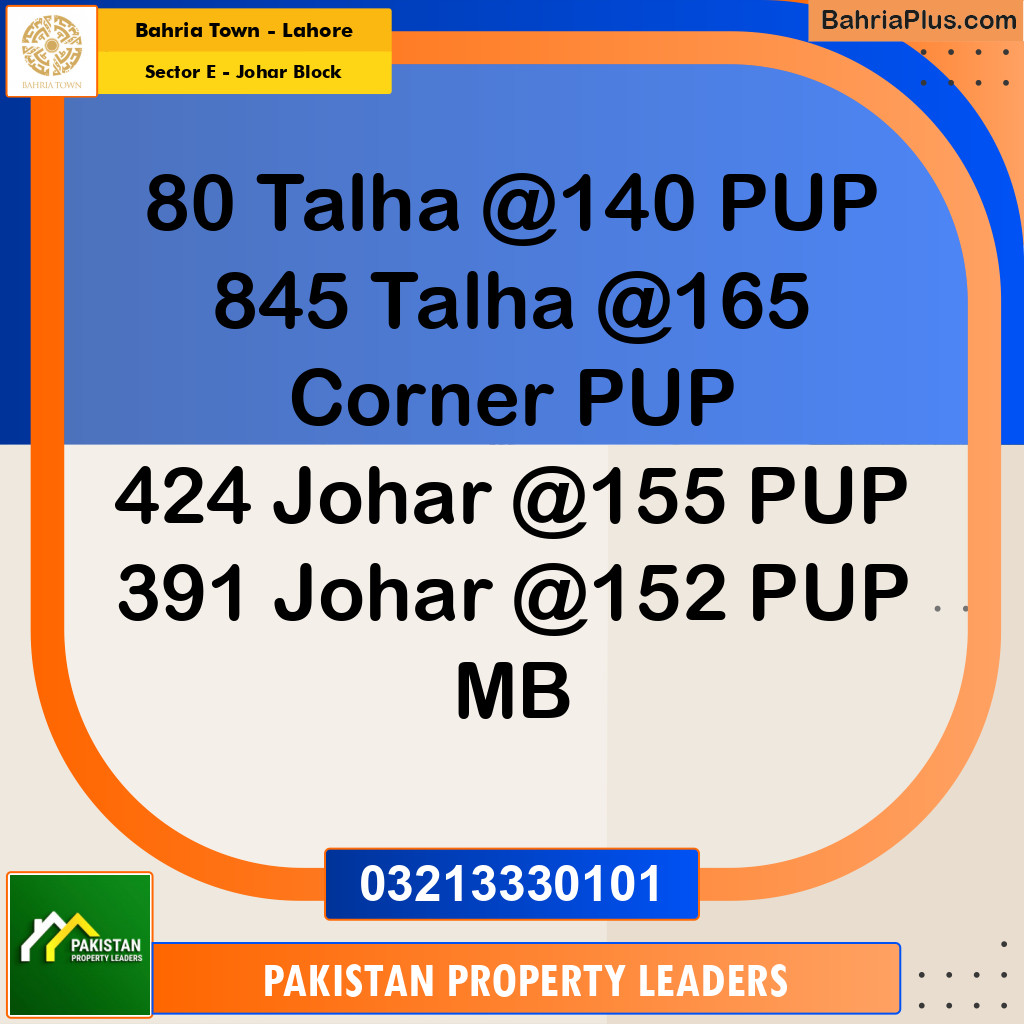 10 Marla Residential Plot for Sale in Sector E - Johar Block - Bahria Town, Lahore - (BP-204487)