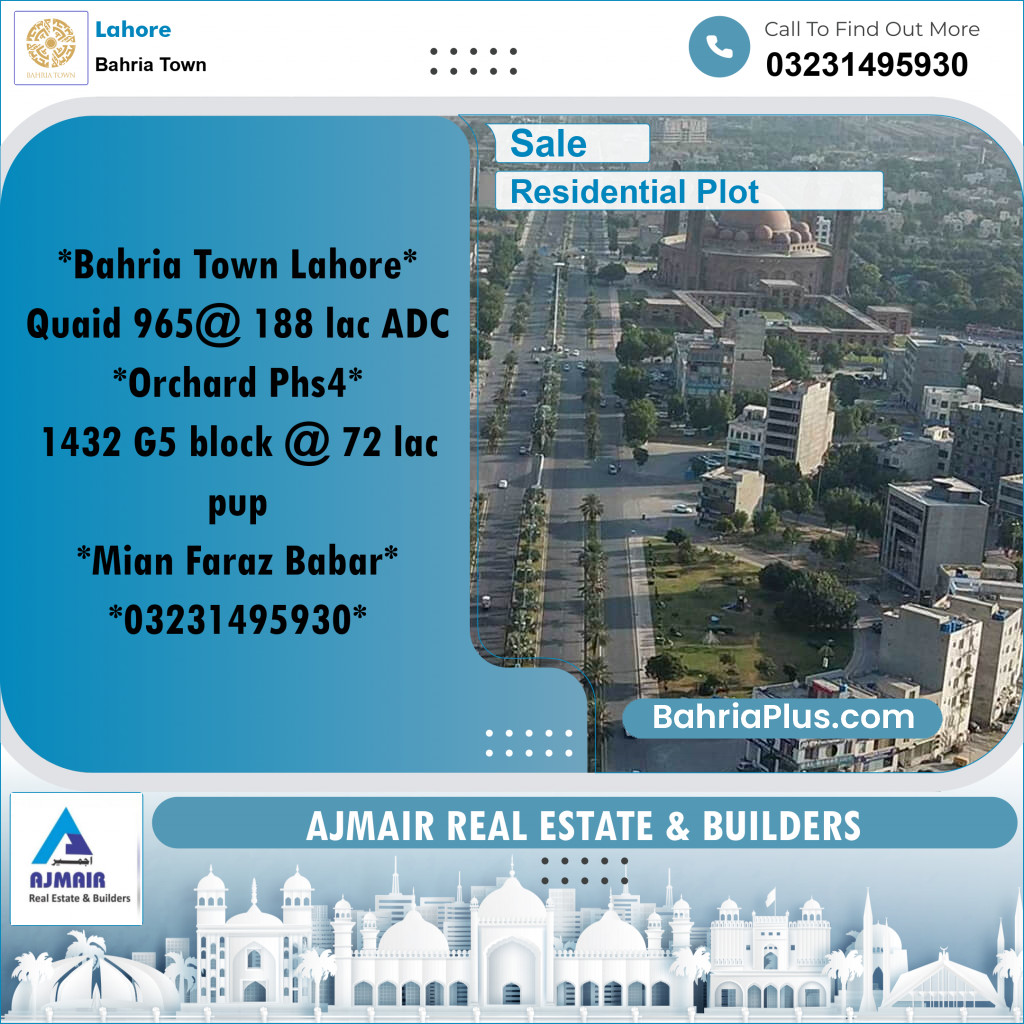 Residential Plot for Sale in Bahria Town, Lahore - (BP-204505)