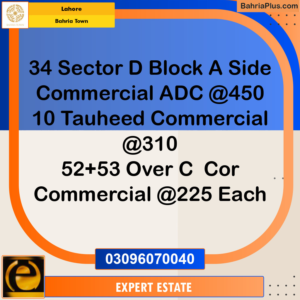 5 Marla Commercial Plot for Sale in Bahria Town, Lahore - (BP-204583)