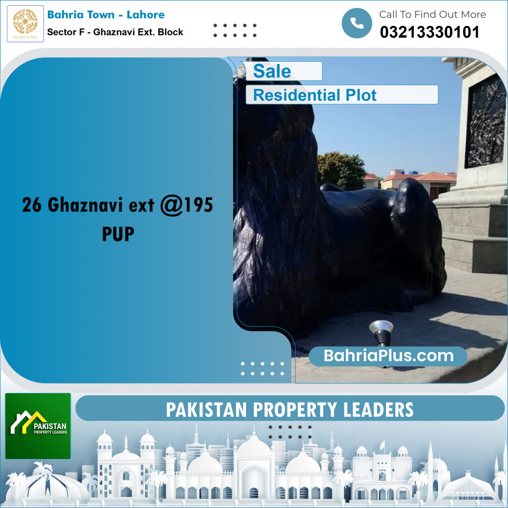 20 Marla Residential Plot for Sale in Sector F - Ghaznavi Ext. Block -  Bahria Town, Lahore - (BP-204587)