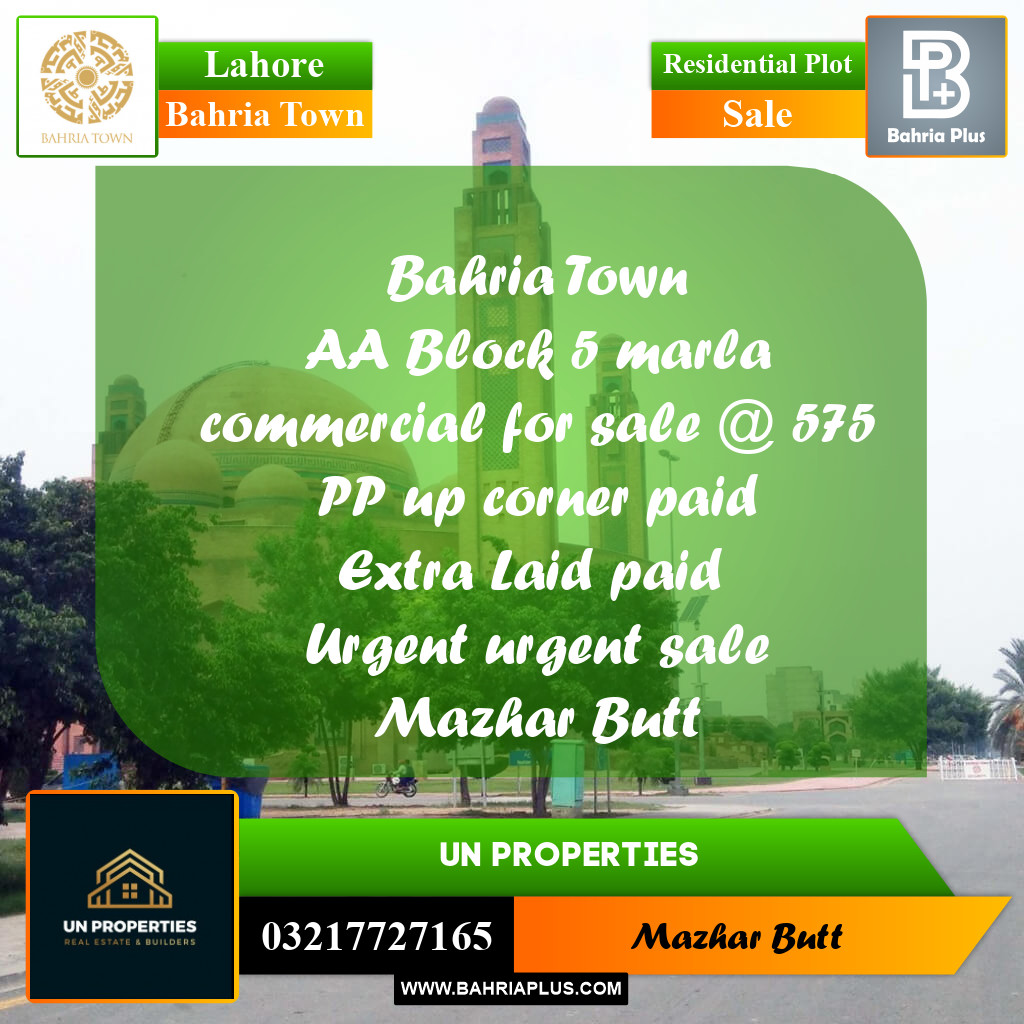 Residential Plot for Sale in Bahria Town, Lahore - (BP-204597)