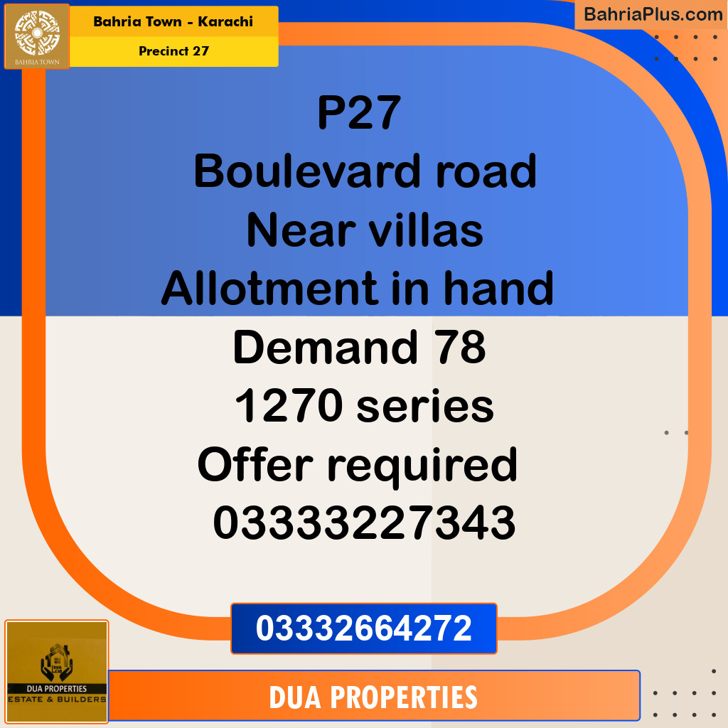 Residential Plot for Sale in Precinct 27 -  Bahria Town, Karachi - (BP-204630)