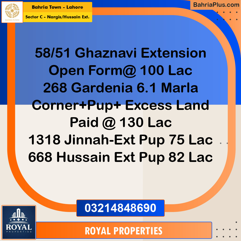 10 Marla Residential Plot for Sale in Sector C - Nargis/Hussain Ext. -  Bahria Town, Lahore - (BP-204634)