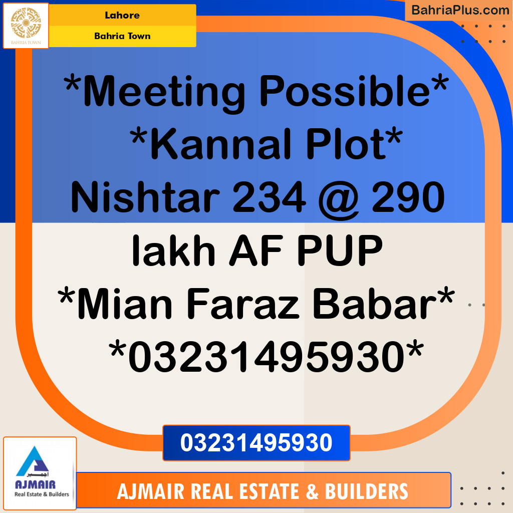 Residential Plot for Sale in Bahria Town, Lahore - (BP-204636)