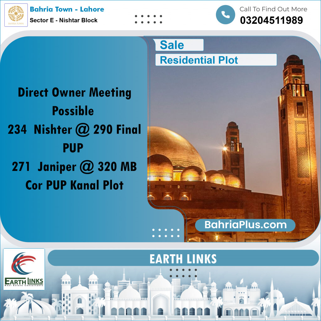 1 Kanal Residential Plot for Sale in Sector E - Nishtar Block -  Bahria Town, Lahore - (BP-204642)