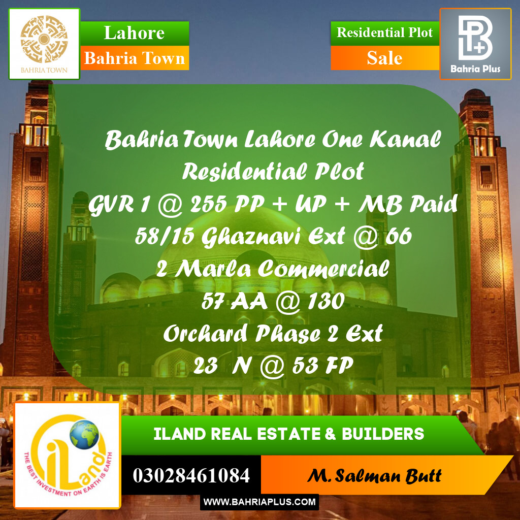 Residential Plot for Sale in Bahria Town, Lahore - (BP-204644)