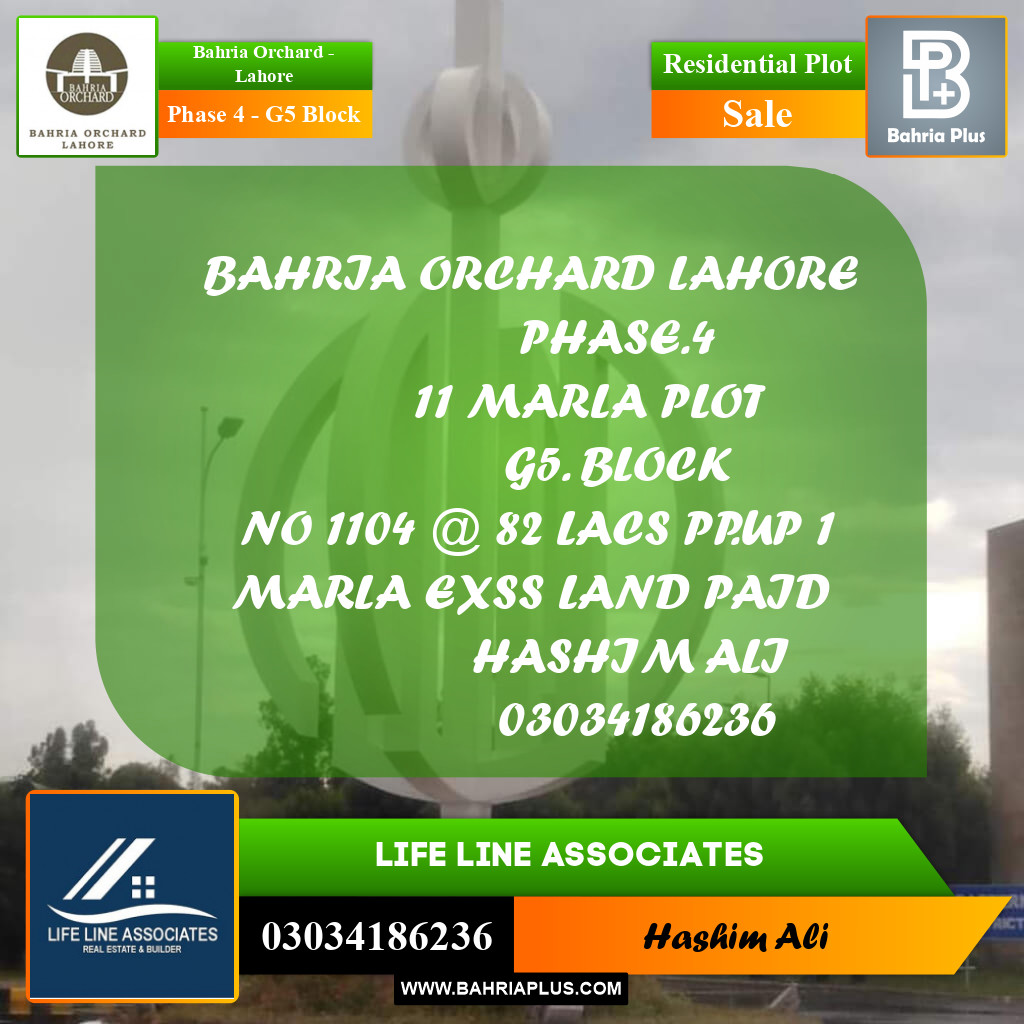 10 Marla Residential Plot for Sale in Phase 4 - G5 Block -  Bahria Orchard, Lahore - (BP-204688)