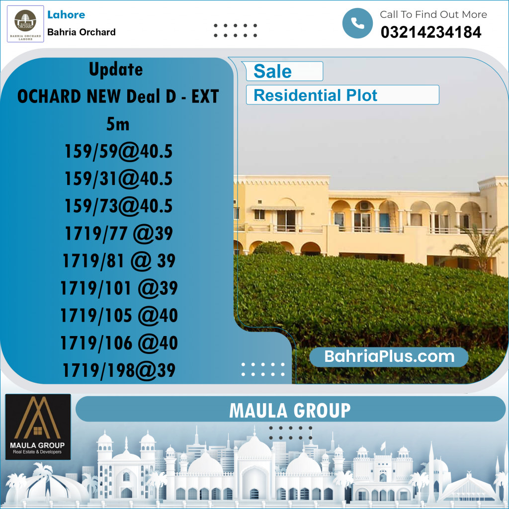 Residential Plot for Sale in Bahria Orchard, Lahore - (BP-204705)