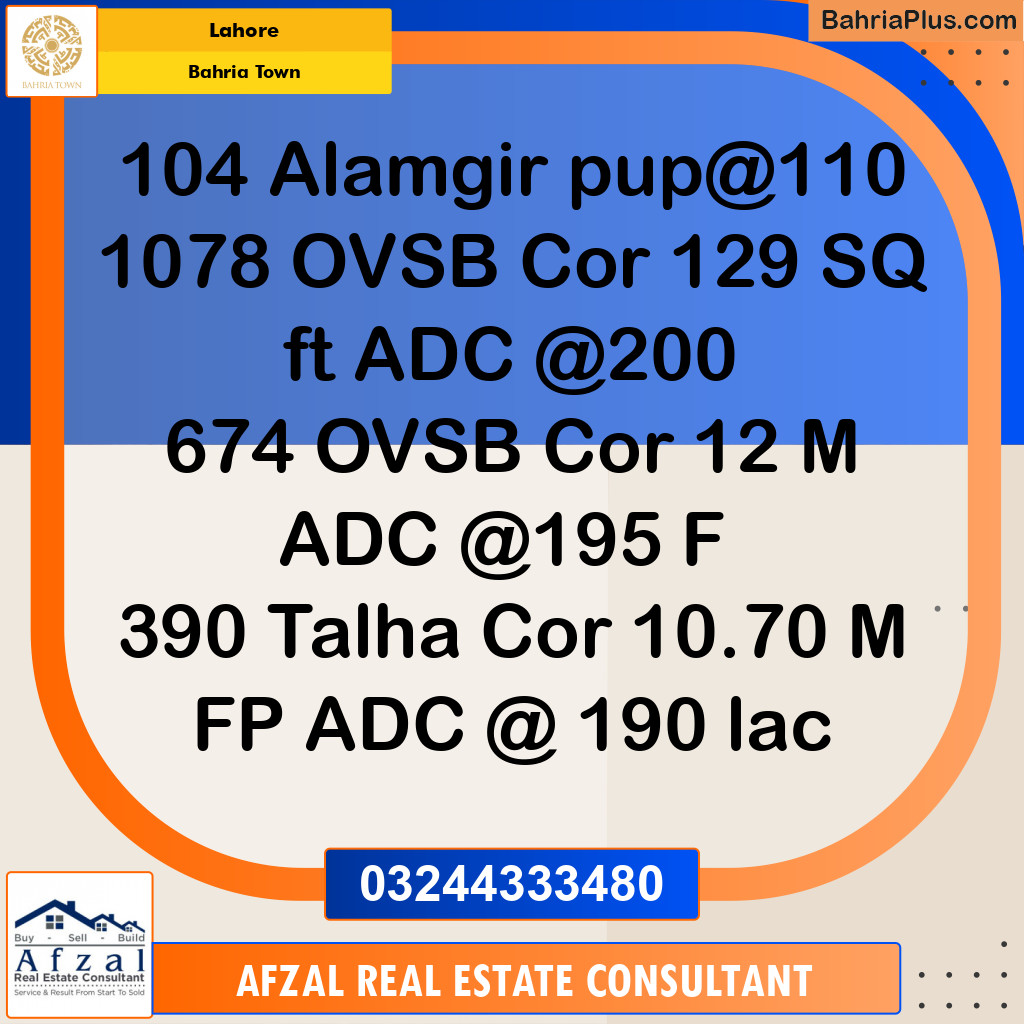Residential Plot for Sale in Bahria Town, Lahore - (BP-204716)