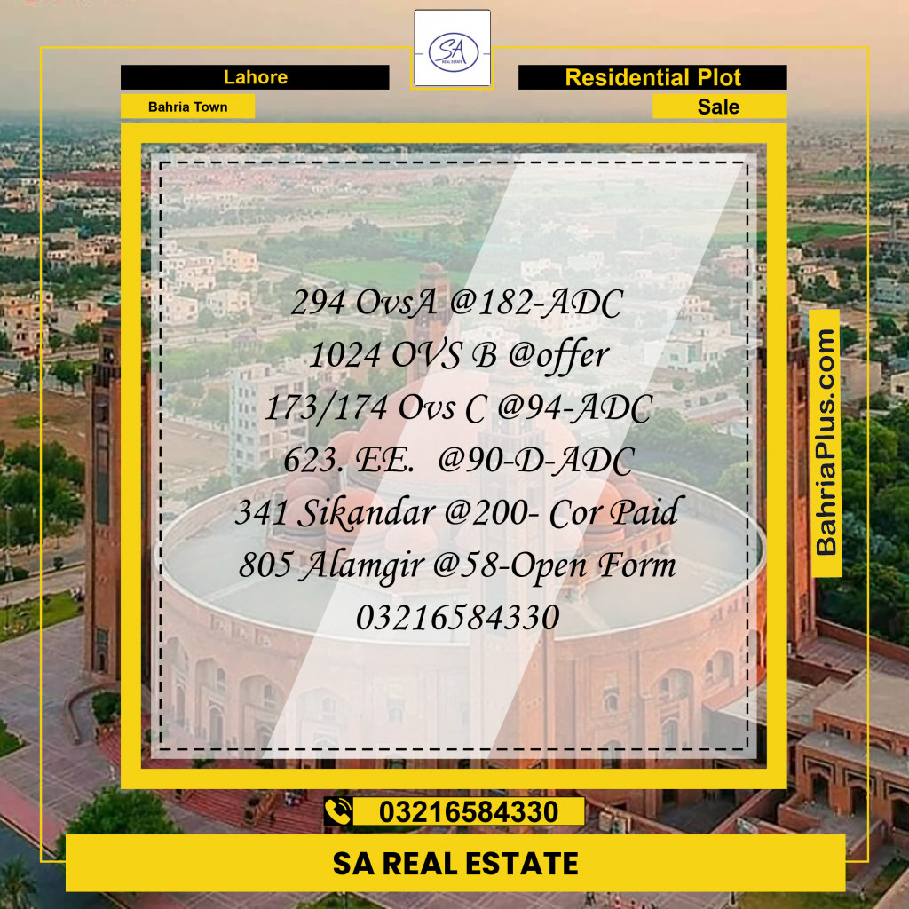 Residential Plot for Sale in Bahria Town, Lahore - (BP-204717)