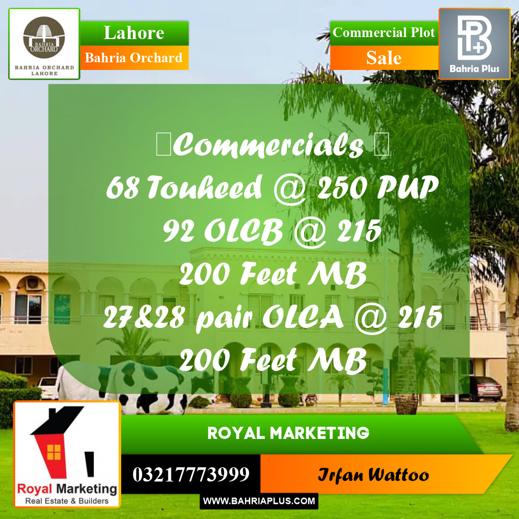 Commercial Plot for Sale in Bahria Orchard, Lahore - (BP-204718)