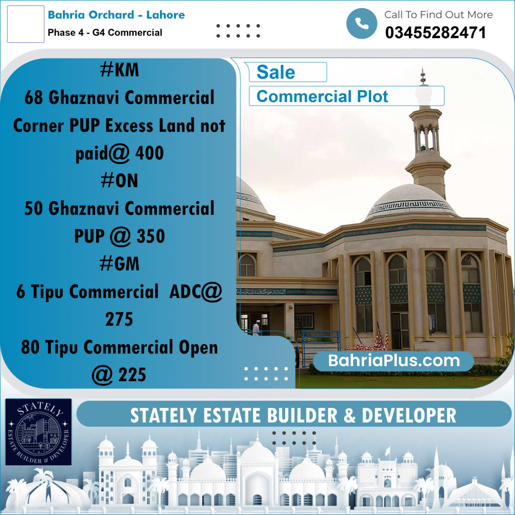 Commercial Plot for Sale in Phase 4 - G4 Commercial -  Bahria Orchard, Lahore - (BP-204815)