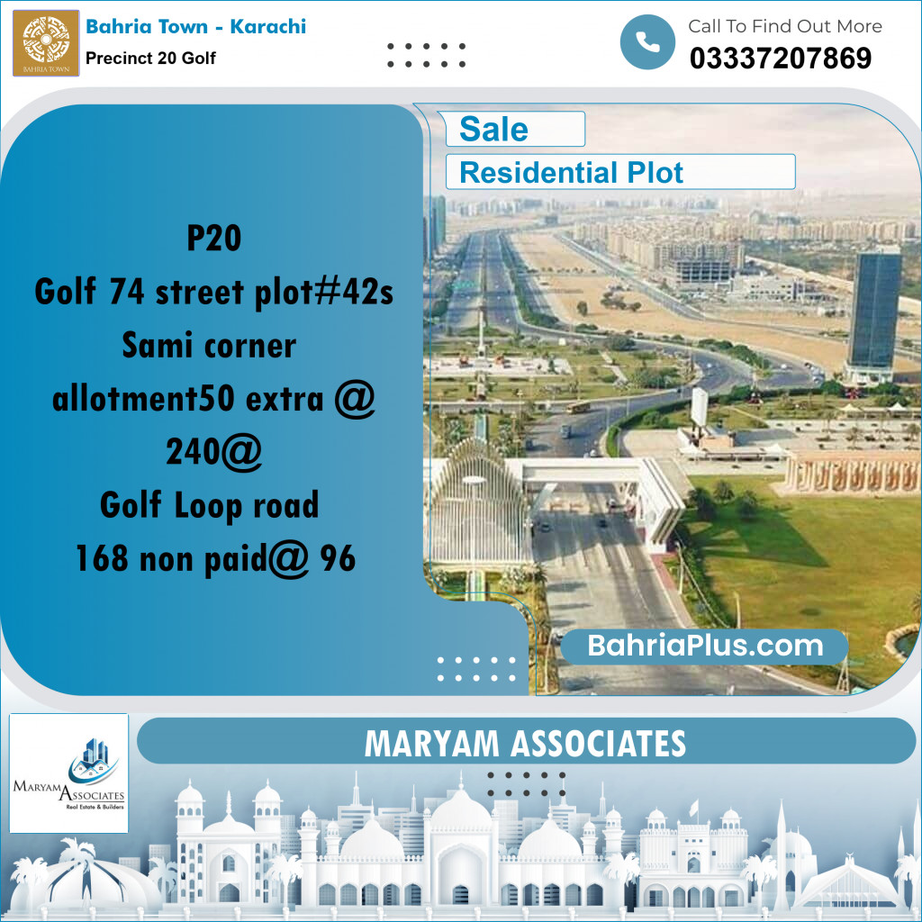 500 Sq. Yards Residential Plot for Sale in Precinct 20 Golf - Bahria Town, Karachi - (BP-204835)