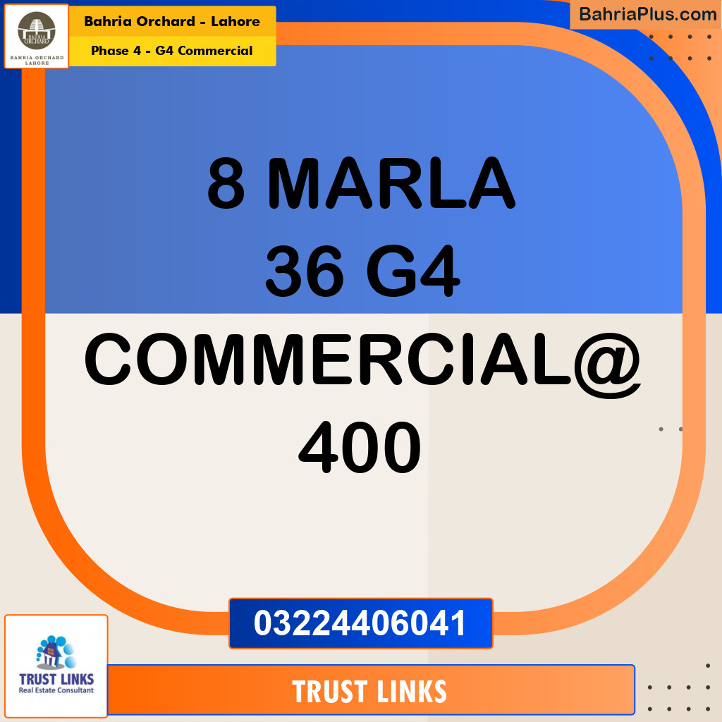 8 Marla Commercial Plot for Sale in Phase 4 - G4 Commercial -  Bahria Orchard, Lahore - (BP-204869)