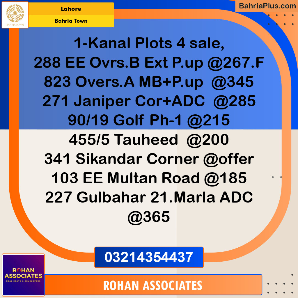 Residential Plot for Sale in Bahria Town, Lahore - (BP-204882)