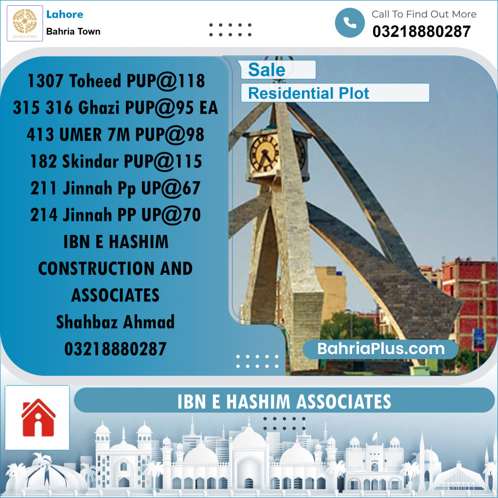 Residential Plot for Sale in Bahria Town, Lahore - (BP-204892)