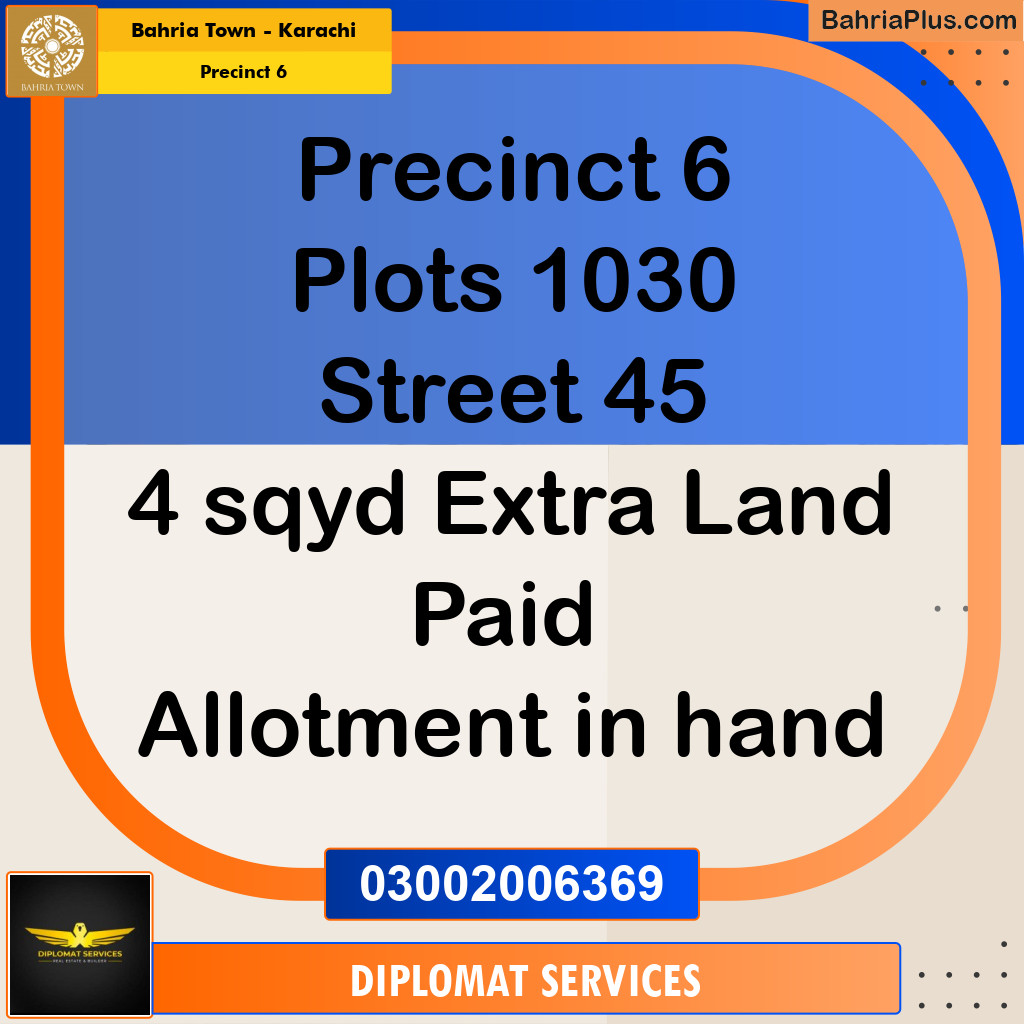 254 Sq. Yards Residential Plot for Sale in Precinct 6 -  Bahria Town, Karachi - (BP-204910)