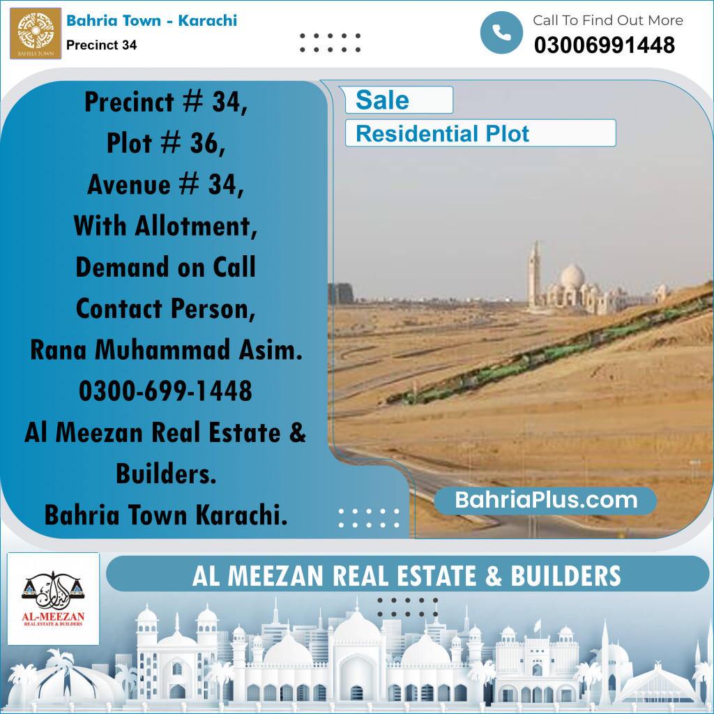 250 Sq. Yards Residential Plot for Sale in Precinct 34 -  Bahria Town, Karachi - (BP-204970)